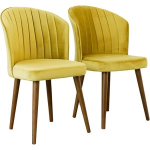 SEVOBAL Velvet Dining Chairs Set of 2 Modern Dining Chair Solid Wood Tapered Legs No Assembly Required Kitchen Living Room, Yellow, 20.5"*34.3"*22.4" - 1 of 4