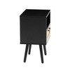 UPTIOT 15.75" Rattan End table with drawer and solid wood legs, Modern nightstand, side table for living room, bedroom, black - image 3 of 4