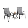 FIONECA 3-Piece Outdoor Patio Set with Folding Chairs and Steel-Top Table, Grey Breathable Textilene Fabric Camping Chairs - 4 of 4