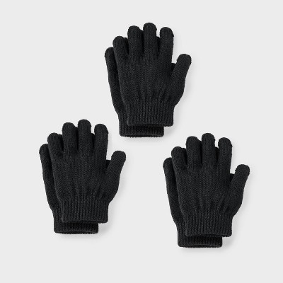 Toddler 3pk Glove - Cat & Jack™ Black 2T-5T