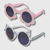 Willow & Ruby 2 Pack Infant's Sunglasses for Girls (Infant, Baby) in Pink Flower & Glossy Blue Cat - 2 of 4