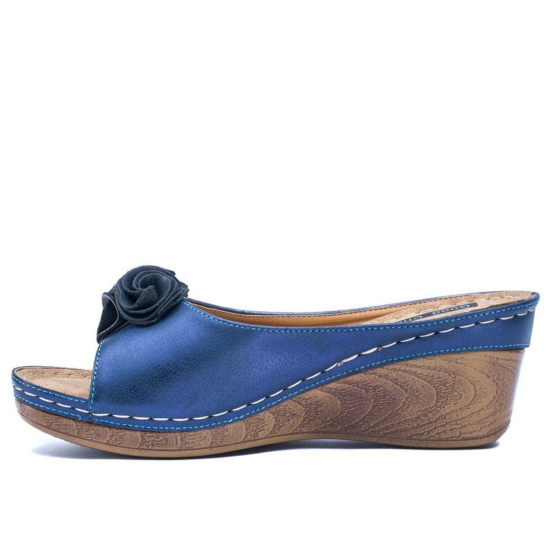 GC Shoes Sydney Flower Comfort Slide Wedge Sandals, 4 of 9