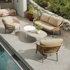 POVISON 28" White Metal Outdoor Round Coffee Table, Weather Resistant Coffee Table for Deck Porch Balcony Backyard Garden - 2 of 4