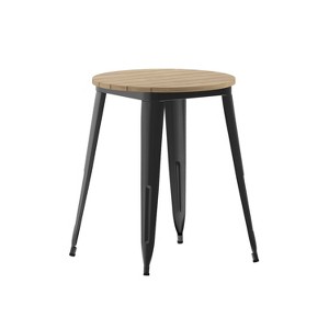 Merrick Lane Indoor/Outdoor Dining Table, 23.75" Round All Weather Poly Resin Top with Steel Base - 1 of 4