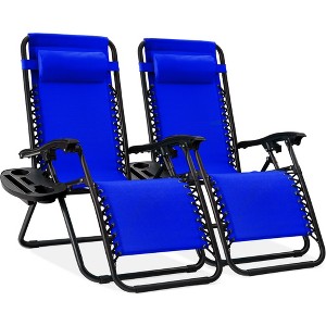 Best Choice Products Set of 2 Zero Gravity Lounge Chair Recliners for Patio, Pool w/ Cup Holder Tray - 1 of 4