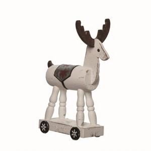 Transpac Wood 15.5 in. Off-White Christmas Rustic Reindeer Decor - 1 of 2