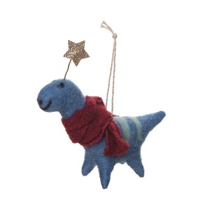 Gallerie II Blue Dinosaur With Scarf Ornament - 1 of 4