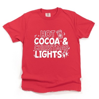 Simply Sage Market Hot Cocoa and Christmas Lights Garment Dyed Tee