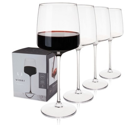 Viski Reserve Julien Crystal Bordeaux Wine Glasses - Red Wine Glasses Set  of 4 - 22oz Stemmed Wine Glass for Special Occasions Gift Ideas