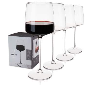 Viski Reserve Julien Crystal Bordeaux Wine Glasses - Red Wine Glasses Set of 4 - 22oz Stemmed Wine Glass for Special Occasions Gift Ideas