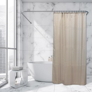 Evideco French Home Goods Extra Long Shower Curtain Polyester 12 Rings 79"L x 71"W - 1 of 4