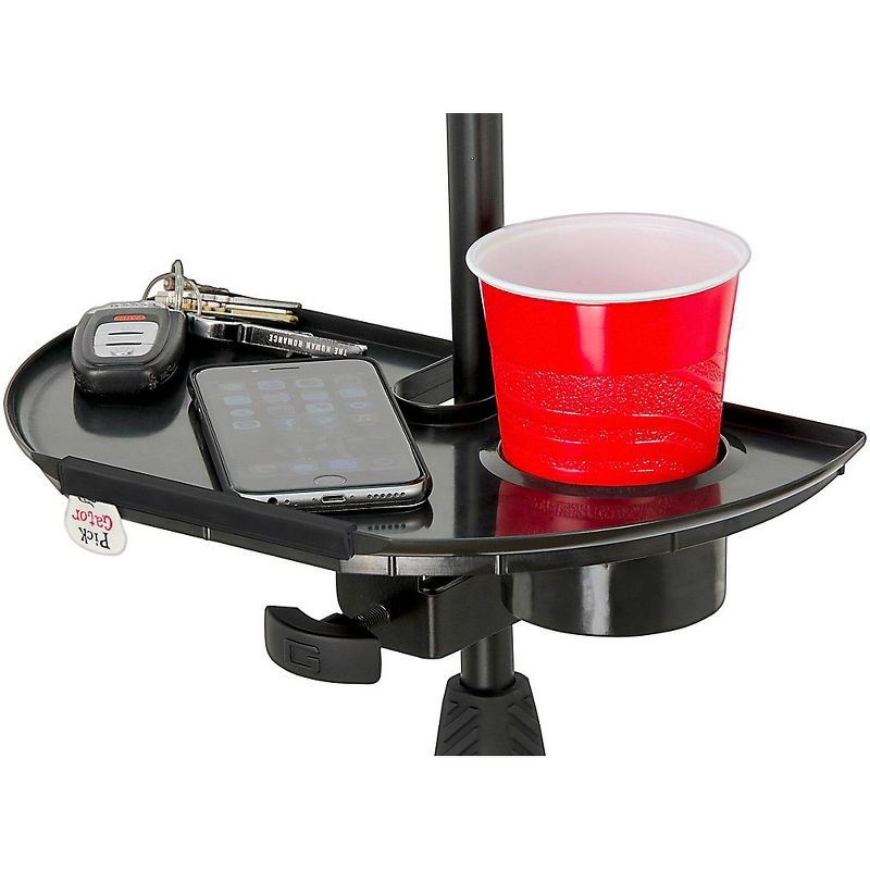 Gator Frameworks Microphone Stand Accessory Tray With Drink Holder and Guitar Pick Tab, 4 of 7