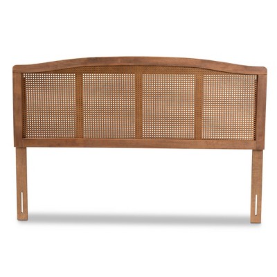 Marieke Ash Walnut Wood and Rattan Queen Headboard
