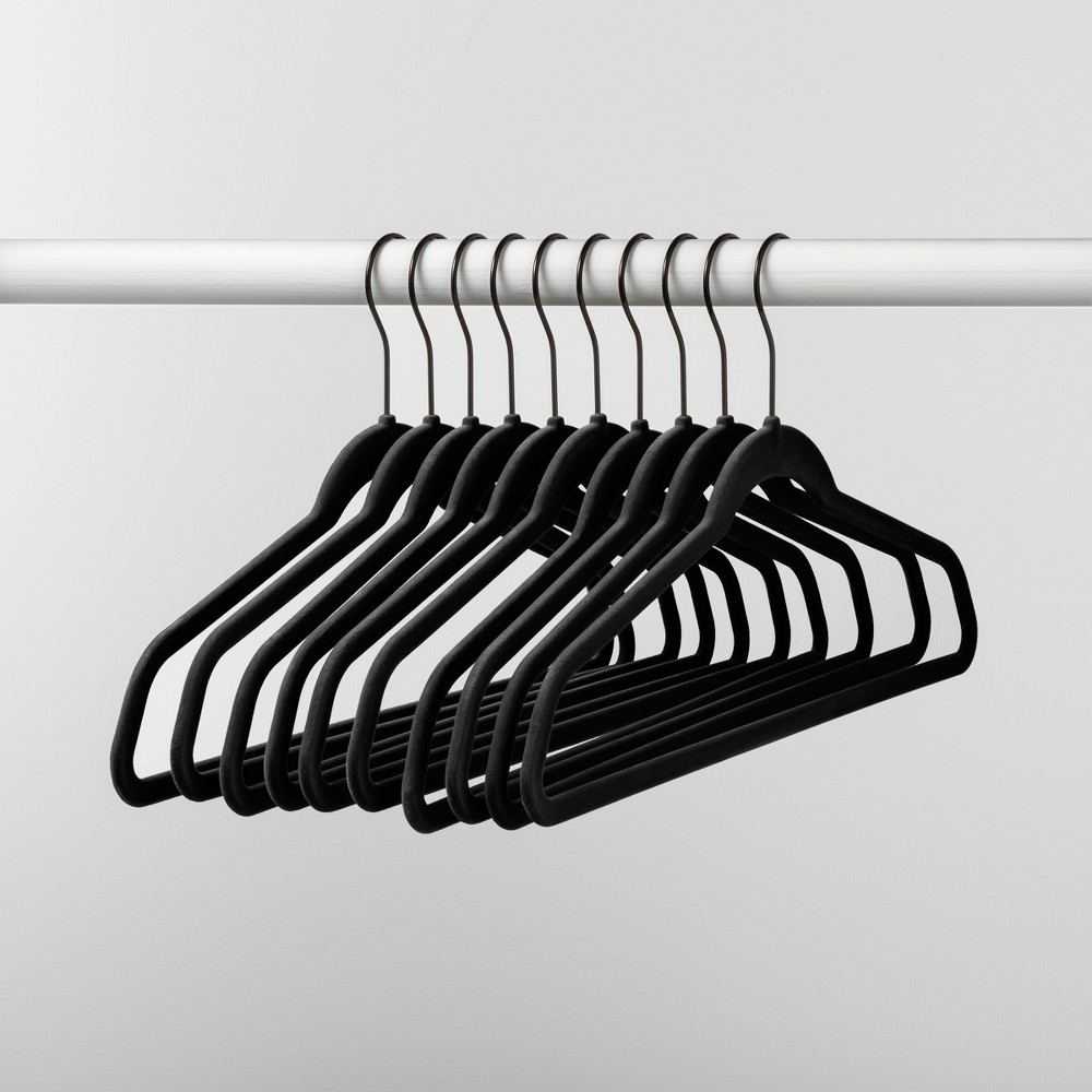 10pk Non Slip Velvet Hanger Black - Made By Design