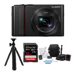 Panasonic LUMIX ZS200 20MP 4K Digital Camera (Black) with 32GB SD Card Bundle