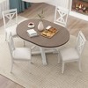 Merax 5-Piece Retro Dining Set with Extendable Round Table, 12-Inch Leaf, and Upholstered Chairs - 2 of 4