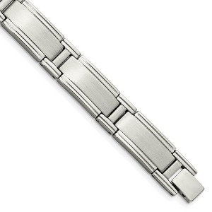 Black Bow Jewelry Men's 11mm Stainless Steel Multi Finish Satin Link Bracelet, 9.5 Inch - 1 of 4