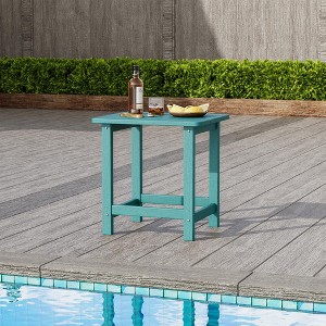 Outdoor HDPE Square Side Table, Adirondack Style Patio End Table for Pool, Beach, Weather Resistant & Easy Setup - 1 of 4