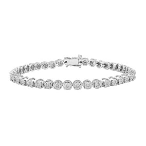 GILDED 1/2 CTTW Natural Diamond Miracle Plates Bracelet in Sterling Silver - 1 of 4