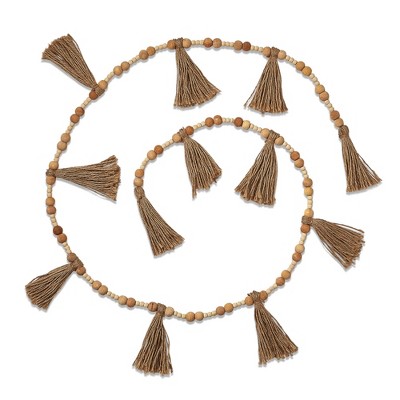 tagltd Bead & Jute Tassel Garland Beige