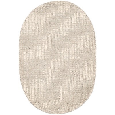 Ivory Oval Hand-knotted Wool Indoor Rug 2' x 3'