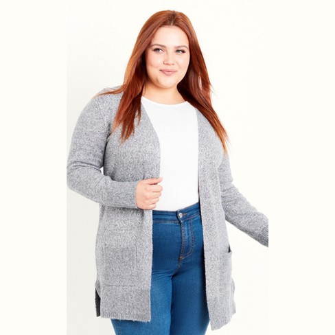 Evans | Women's Plus Size Sparkle Longline Cardigan - Grey -26w/28w : Target