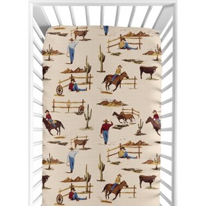 Sweet Jojo Designs Boy Baby Fitted Crib Sheet Wild West Cowboy Collection - 1 of 4