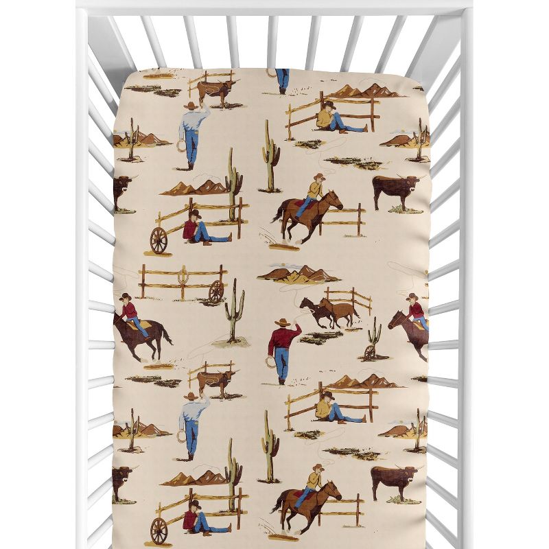 Sweet Jojo Designs Boy Baby Fitted Crib Sheet Wild West Cowboy Collection, 1 of 8