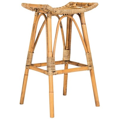 Honey Brown Rattan Curved Bar Stool
