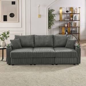 NicBex Couches for Living Room Accent Chair Sofa with Storage Armrest, Comfy Corduroy Upholstered Sofa Couch with Cup Holders and a Phone Holder - 1 of 4
