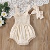 MyKids-USA Baby Girls Solid Color Sleeveless Summer Shirred Bodysuit Onesies & Headband - 3 of 4