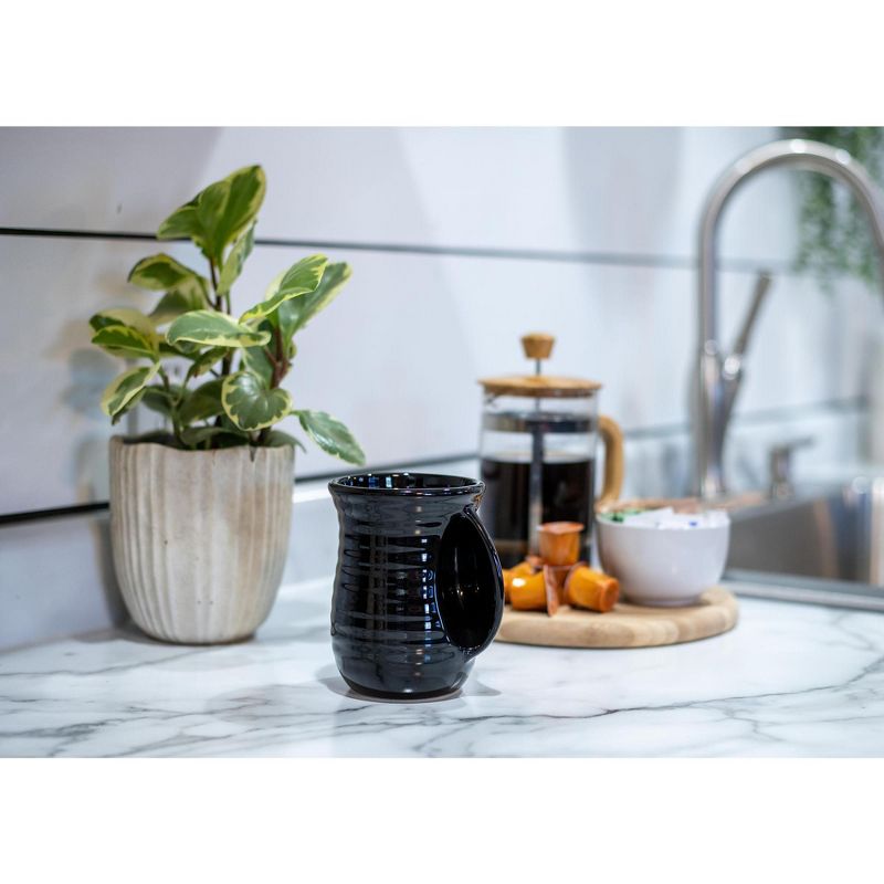 Elanze Designs Ribbed 14 ounce Ceramic Stoneware Handwarmer Mug, Black, 5 of 6