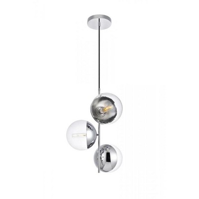 Elegant Lighting Eclipse 3 Lights Chrome Pendant With Clear Glass