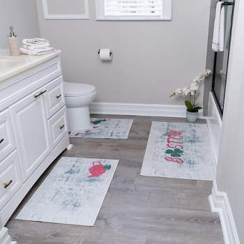 Bathroom Rugs 3 Piece Set - Non-Slip Ultra Thin Bath Rugs for Bathroom Floor - US States
