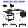 U Shaped Desk With Power Outlets & LED Lights Desk With Drawers Corner Computer Desk Office Desk With Monitor Stand & Storage Shelves Black - 2 of 4