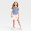 Girls' Short Sleeve Fitted Striped Embellished T-Shirt - Cat & Jack™ Steel Blue - 4 of 4