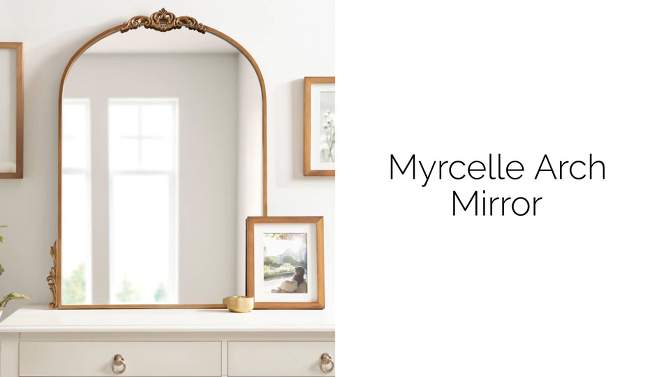 Kate and Laurel Myrcelle Decorative Framed Wall Mirror, 25x33, Gold, 2 of 10, play video
