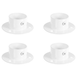 Unique Bargains Wall Mount Pole Sockets Flange Holder Closet Curtain Rod Bracket 4 Pcs - 1 of 4
