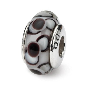Black Bow Jewelry Black Dotted, Glass Sterling Silver Bead Charm - 1 of 3
