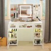 FUFU&GAGA Large Makeup Mirror Removable Storage Adjustable Light Vanity Table White - 3 of 4
