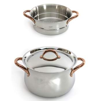 BergHOFF Ouro Gold 3Pc 18/10 Stainless Steel Cookware Set, Steamer & 9.5" Stockpot with Stainless Steel Lids