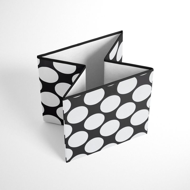 Bacati - Dots/Pin Stripes Black/White Storage Box Small, 3 of 5