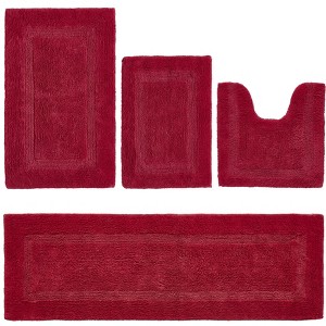 Lux Premium 100% Cotton Tufted Solid Reversible 4 Piece Bath Rug Set – Ultra-Soft, Water-Absorbent, Durable, Machine Washable Bathroom Rug - 1 of 4