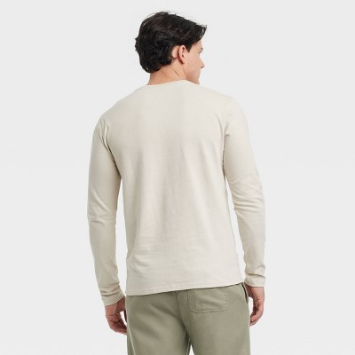 Мужские рубашки Goodfellow & Co Men's Vintage Long Sleeve Henley Shirt - Goodfellow & Co™ Light Beige M: 100% Cotton, Midweight Jersey, Standard Fit, Machine Washable — фото 2
