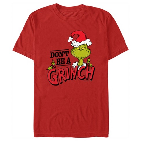Men's Dr. Seuss Christmas Don't Be A Grinch T-shirt - Red - 3x Large ...