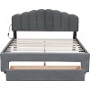 Acekool Queen Upholstered Platform Bed Frame with Storage Drawer, LED Headboard & USB Ports, Teddy Fleece, No Box Spring, Gray - 4 of 4