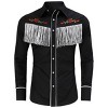 WhizMax Men's Western Cowboy Fringe Shirt Long Sleeve Rose Embroidered Slim Fit Button Down Shirt - 2 of 4