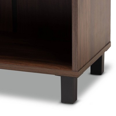 Walnut Brown 2-Door Wood Entryway Shoe Storage Cabinet