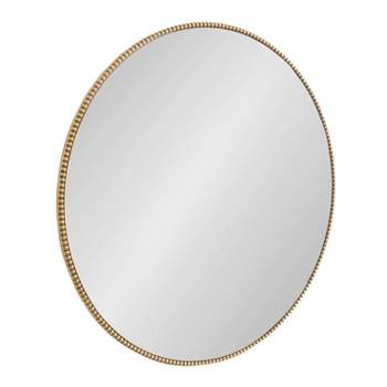 28" x 28" Gwendolyn Round Beaded Accent Wall Mirror Gold - Kate & Laurel All Things Decor