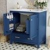 FAMYYT 30 in. Single Sink Freestanding Blue Bath Vanity with White Ceramic Top, Removable Divider, Powerful Storage - 2 of 4